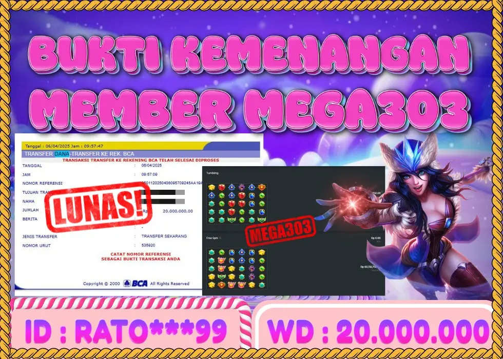 MEGA303 JACKPOT Rp 20.000.000 - LUNAS!!!