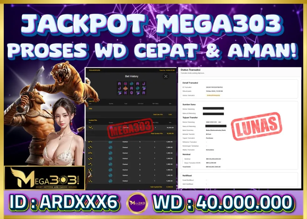 MEGA303 JACKPOT Rp 40.000.000 - LUNAS!!!