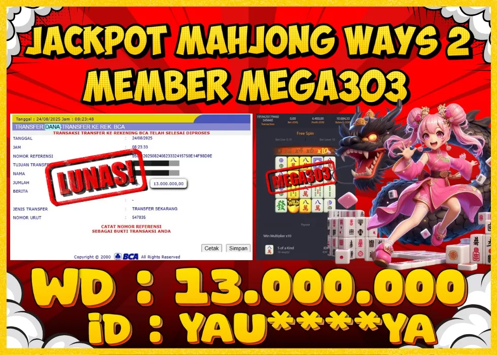 MEGA303 JACKPOT Rp 13.000.000 - LUNAS!!!