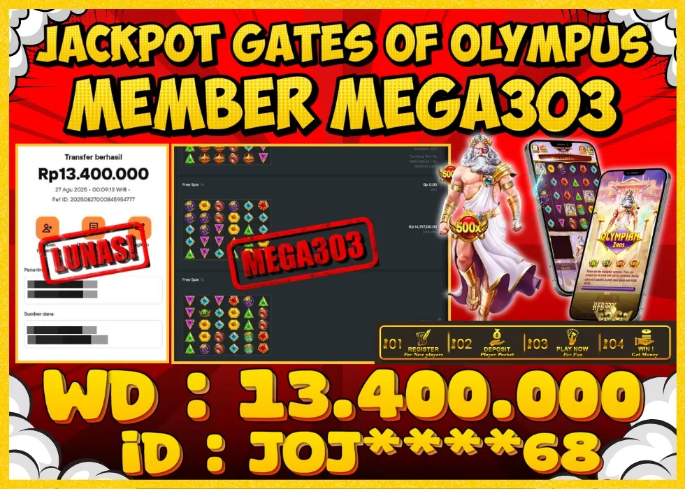 MEGA303 JACKPOT Rp 13.400.000 - LUNAS!!!