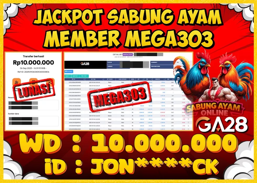 MEGA303 JACKPOT Rp 10.000.000 - LUNAS!!!