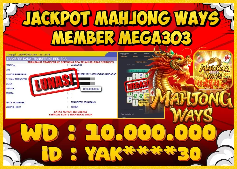 MEGA303 JACKPOT Rp 10.000.000 - LUNAS!!!