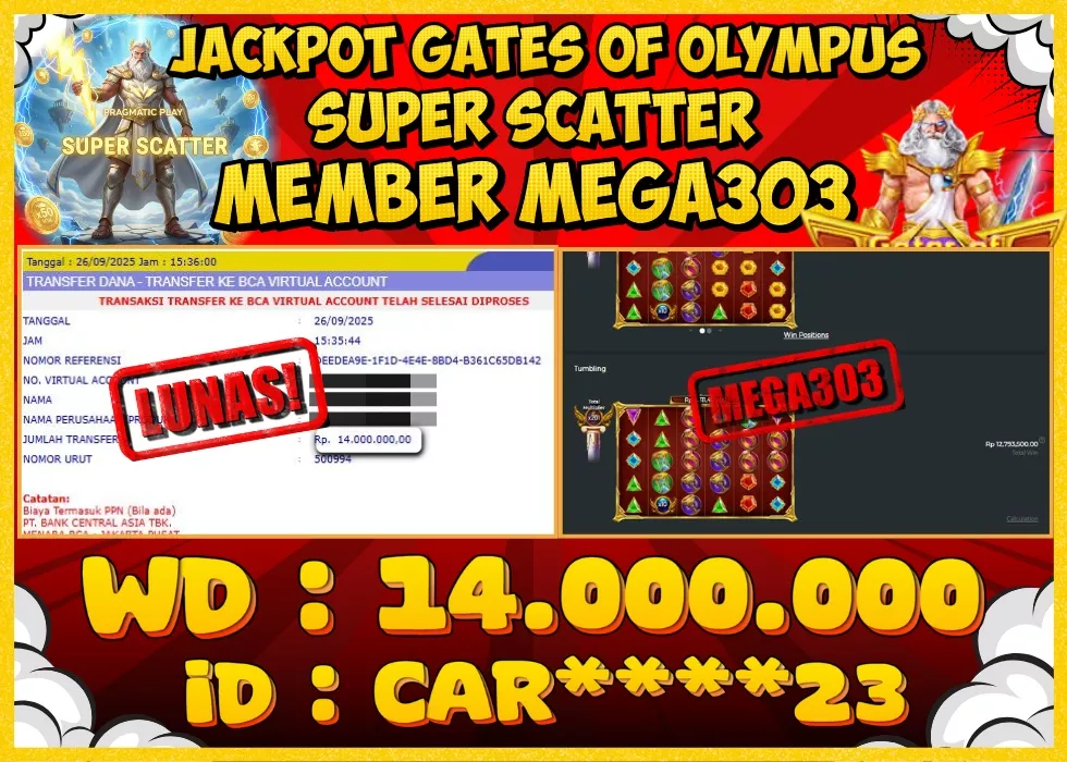 MEGA303 JACKPOT Rp 14.000.000 - LUNAS!!!