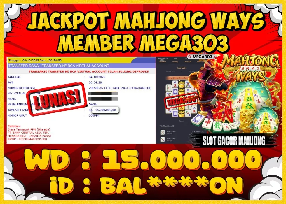MEGA303 JACKPOT Rp 15.000.000 - LUNAS!!!
