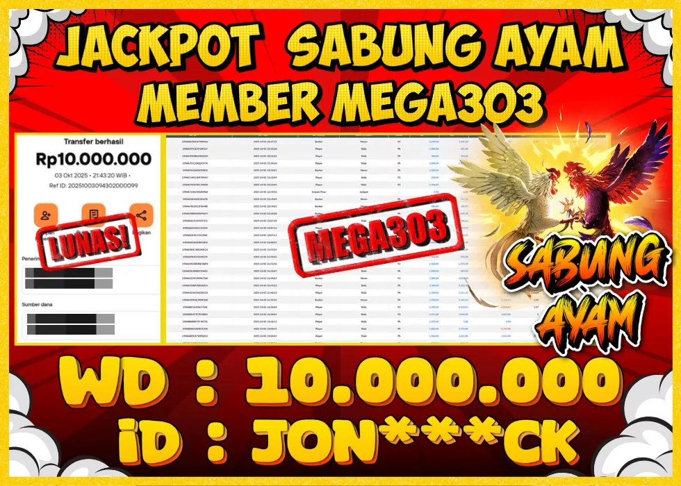 MEGA303 JACKPOT Rp 10.000.000 - LUNAS!!!