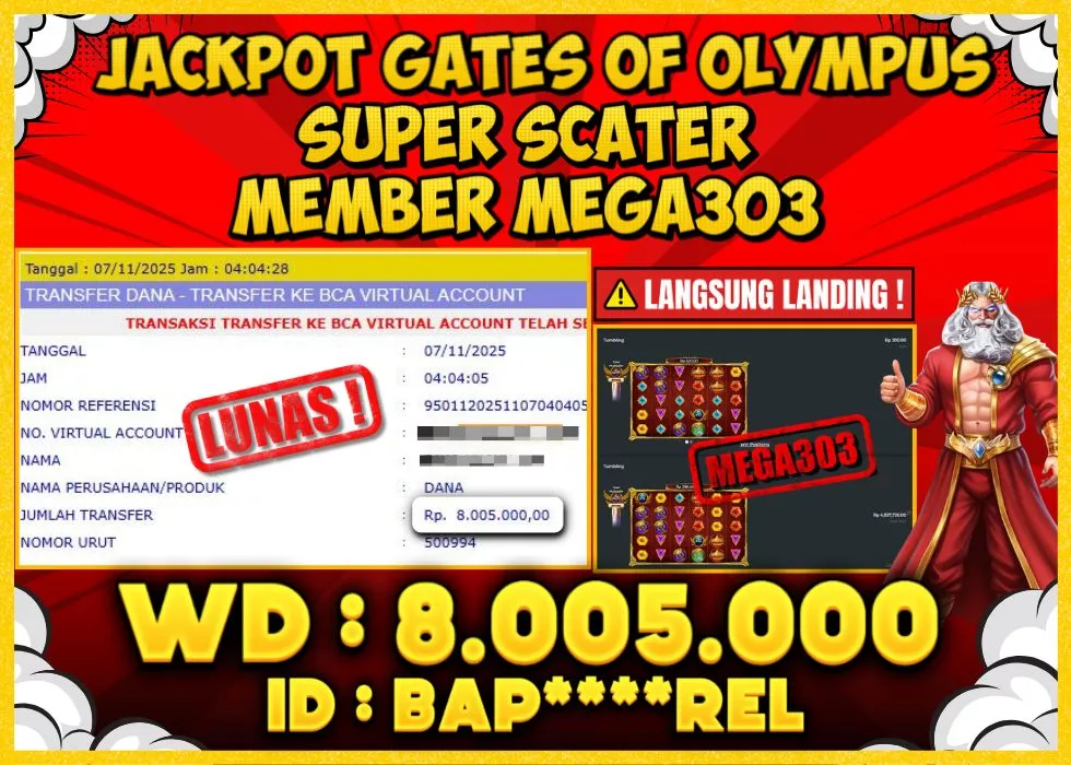 MEGA303 JACKPOT Rp 8.005.000 - LUNAS!!!