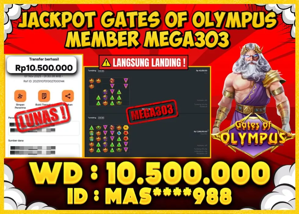 MEGA303 JACKPOT Rp 10.500.000 - LUNAS!!!