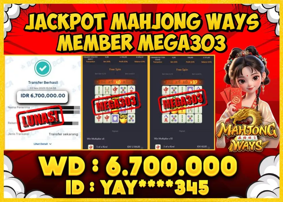 MEGA303 JACKPOT Rp 6.700.000 - LUNAS!!!