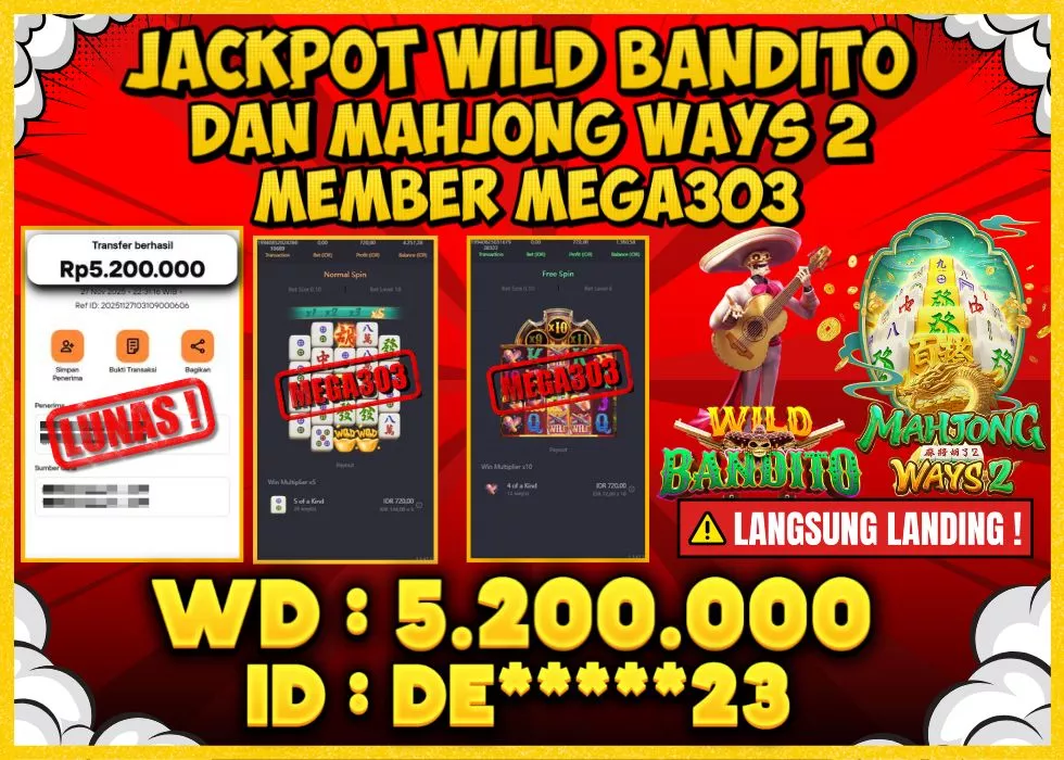 MEGA303 JACKPOT Rp 5.200.000 - LUNAS!!!