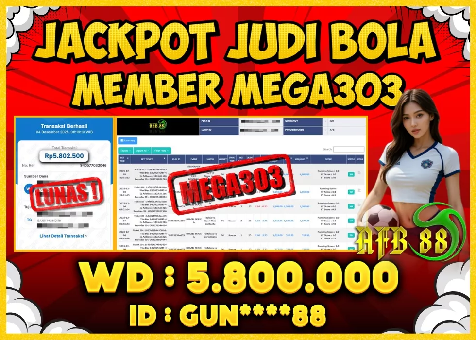 MEGA303 JACKPOT Rp 5.800.000 - LUNAS!!!