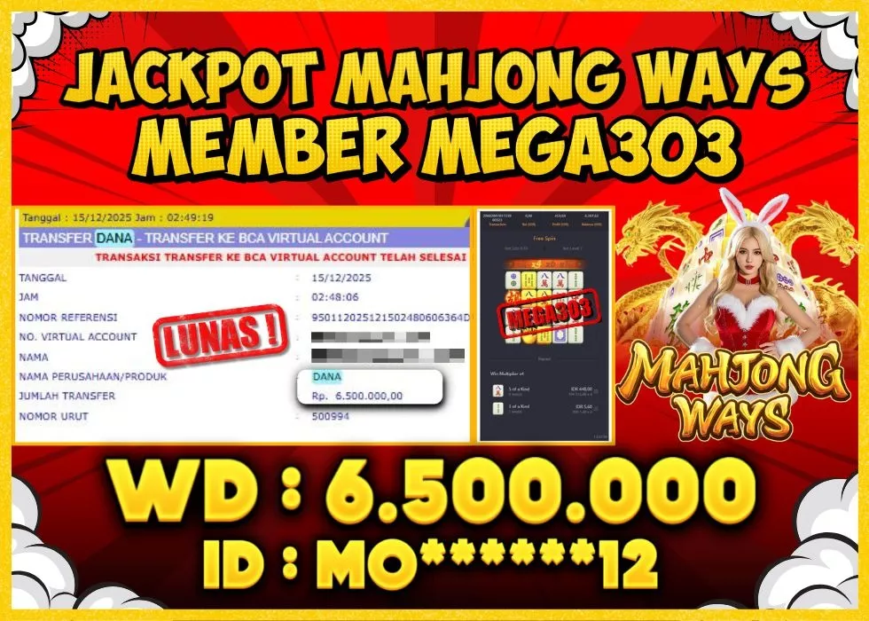 MEGA303 JACKPOT Rp 6.500.000 - LUNAS!!!