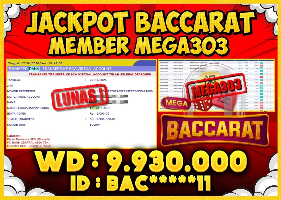 MEGA303 JACKPOT Rp 9.930.000 - LUNAS!!!