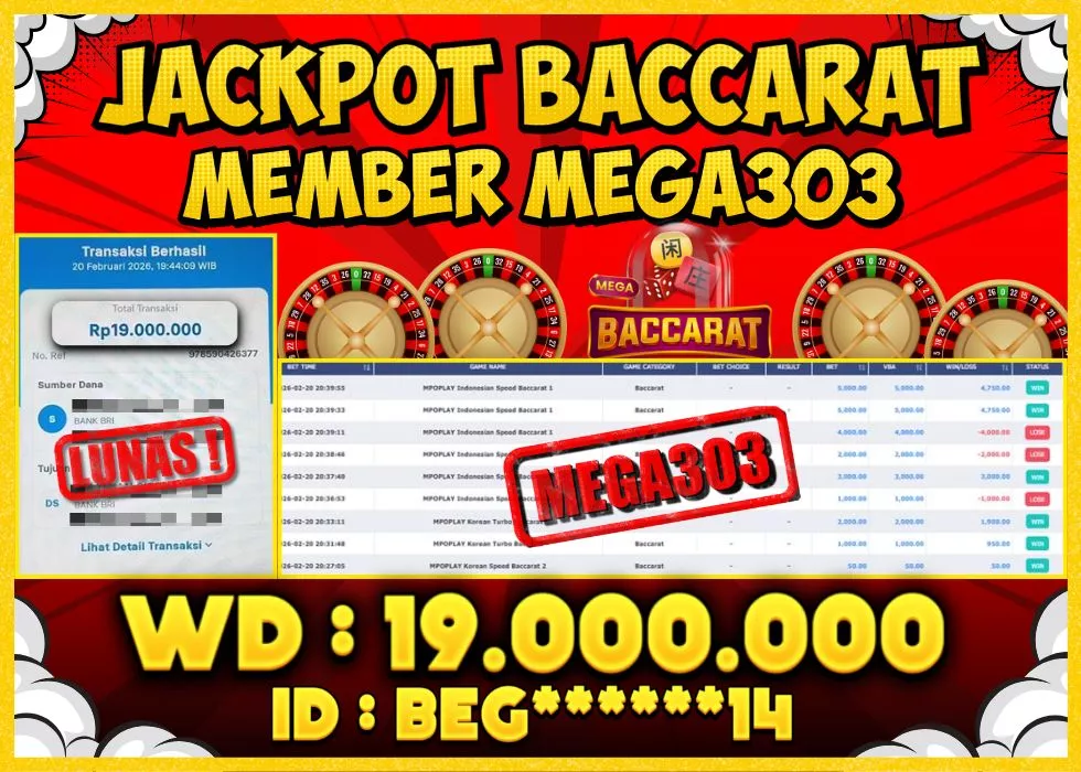 MEGA303 JACKPOT Rp 19.000.000 - LUNAS!!!
