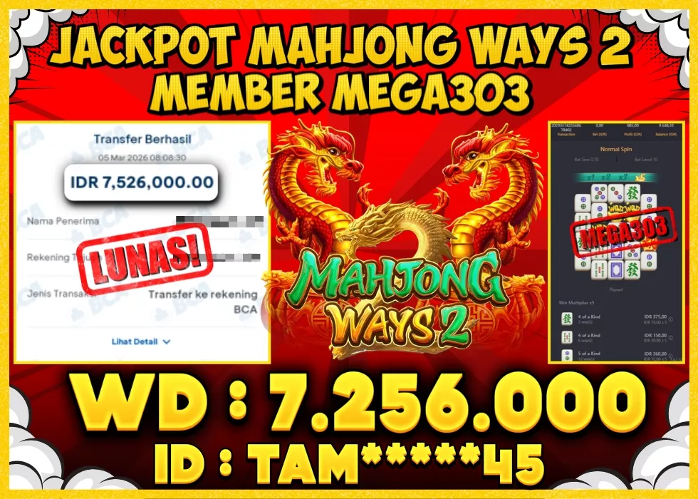 MEGA303 JACKPOT Rp 7.256.000 - LUNAS!!!